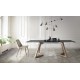 Mesa comedor Extensible con Tapa de cristal y patas de madera Ref Q133000