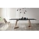 Mesa comedor Extensible con Tapa de cristal y patas de madera Ref Q133000