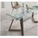 Mesa comedor Extensible con Tapa de Cristal o cerámica y patas de Madera Ref Q134000