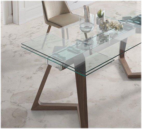 Mesa comedor madera y cristal