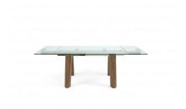 Mesa comedor Extensible con Tapa cristal y patas de madera Ref Q157000