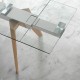 Mesa comedor Extensible con Tapa Cristal y patas de madera Ref Q22000