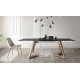 Mesa comedor Extensible con Tapa cerámica o cristal y patas de madera Ref Q161000
