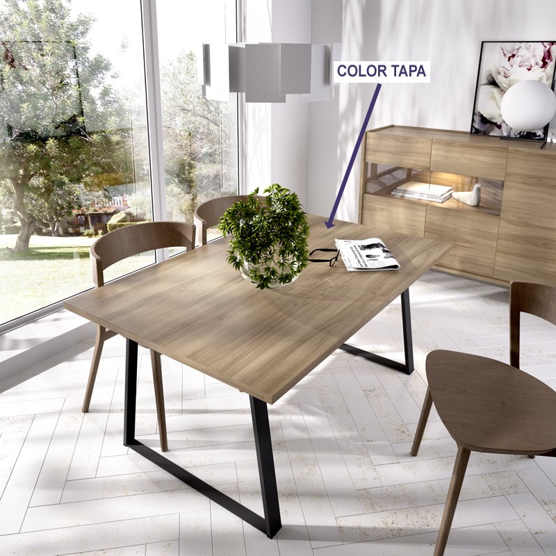 Mesa de Comedor extensible con pata metálica en color grafito Ref Y10000