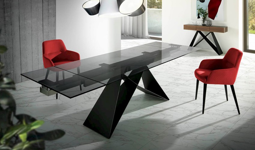 Mesa de comedor extensible con patas de metal