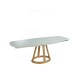 Mesa comedor extensible ovalada o redonda con Tapa de Cristal y patas de madera Ref Q11000