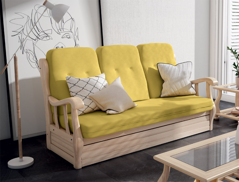 JI10035 Sofá Cama Nido de estilo provenzal fabricado en madera de pino