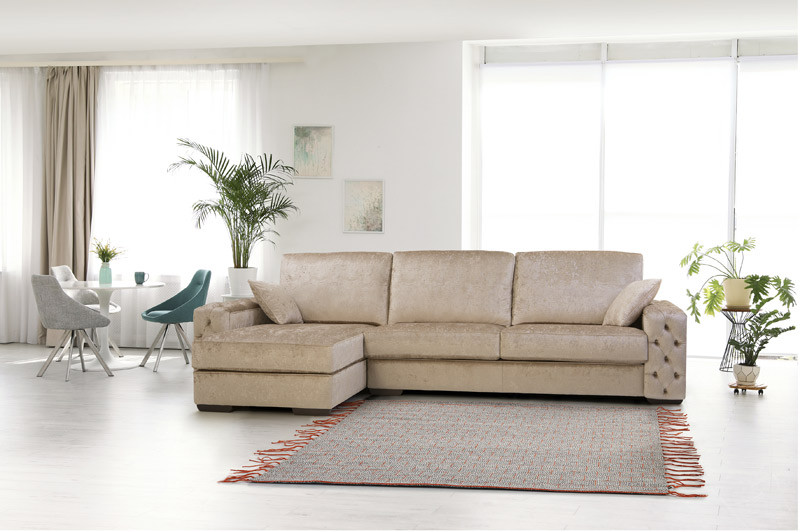 PT25100 Sofá chaiselongue clásico con capitoné disponible en 4, 3 y 2 Plazas