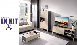 Salón moderno con mueble televisión, aparador y mesa de centro elevable Ref YK48