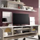 Salón moderno con módulo televisión, módulo colgante y estante Ref YK69