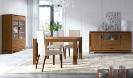 Salón comedor con aparador, vitrina, mesa de comedor y sillas Ref JI110