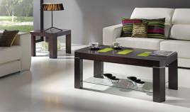 Mesa de Centro con tapa de madera y detalles en cristal Ref R17000