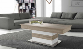Mesa de Centro de diseño elevable con tapa de madera y pie de acero Ref R40000