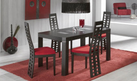 Mesa de Comedor extensible con tapa de madera y detalles en cristal Ref R51000