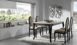 Mesa de Comedor extensible clásica con patas en madera de haya Ref R55000
