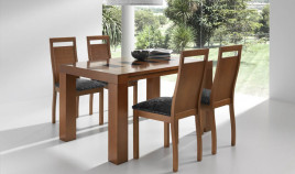 Mesa de Comedor extensible tapa madera con detalle cristal Ref R65000