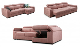 MT43300 Sofá chaiselongue con arcón convertible en cama individual