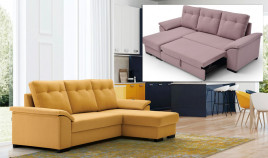 LC19000 Sofá cama Chaiselongue con arrastre elevable y arcón opcional