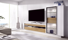 Salón moderno con módulos bajo Tv y vitrina Ref YD1037
