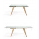Mesa comedor Extensible con Tapa Cristal y patas de madera Ref Q22000