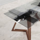 Mesa comedor Extensible con Tapa de Cristal y patas de Madera Ref Q132000