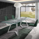 Mesa comedor Extensible con Tapa de Cristal y patas de Madera Ref Q132000