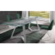 Mesa comedor Extensible con Tapa de Cristal y patas de Madera Ref Q132000