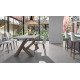 Mesa comedor Extensible con Tapa cerámica o cristal y patas de madera Ref Q42000