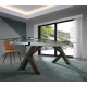 Mesa comedor Extensible con Tapa cristal o cerámica y patas de madera Ref Q43000