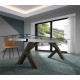 Mesa comedor Extensible con Tapa cristal y patas de madera Ref Q43000