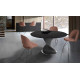 Mesa comedor redonda con Tapa cerámica o cristal y pata torneada de madera Ref Q45000
