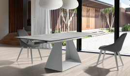 Mesa comedor Extensible con Tapa cerámica o cristal y patas metálicas Ref Q47000