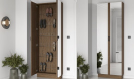 Zapatero moderno disponible con puertas con espejo o madera Ref H10242