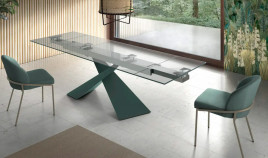 Mesa comedor Extensible con Tapa de Cristal y patas Metálicas Ref Q20000