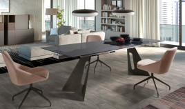 Mesa comedor Extensible con Tapa de Cristal y patas Metálicas Ref Q25000