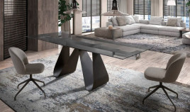 Mesa comedor Extensible con Tapa de Cristal y patas Metálicas Ref Q27000