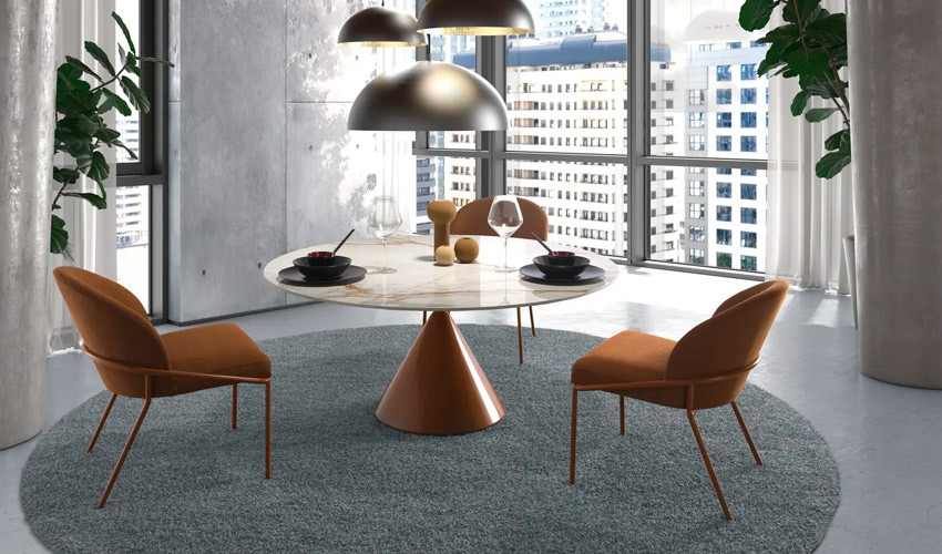 Mesa comedor redonda con tapa cerámica Ref Q32000