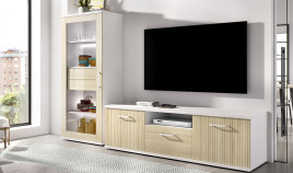 Salón moderno con módulo bajo y vitrina Ref YT01