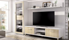 Salón moderno con módulo bajo y vitrina Ref YT06