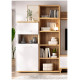 Salón moderno con módulo bajo, estantería y vitrinas Ref YT07