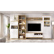 Salón moderno con módulo bajo, estantería y vitrinas Ref YT07