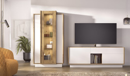 Salón moderno con módulo bajo y vitrina Ref YD2503