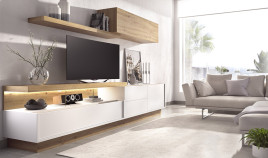 Salón moderno con módulos bajos y altos y soporte tv Ref YD2505