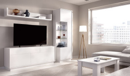 Salón moderno con módulo bajo y vitrina Ref YD2508