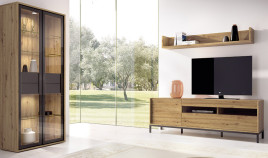 Salón moderno con módulo bajo y vitrina Ref YD2510