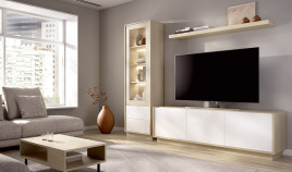 Salón moderno con módulos bajos y vitrina Ref YD2515