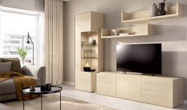 Salón moderno con módulo bajo y vitrina Ref YD2516