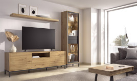 Salón moderno con módulo bajo y vitrina Ref YD2520