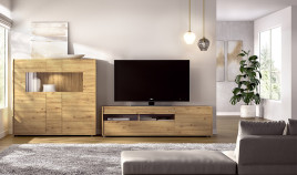 Salón moderno con módulo bajo y vitrina Ref YD2524