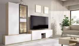 Salón moderno con módulos bajo y vitrina Ref YD2529